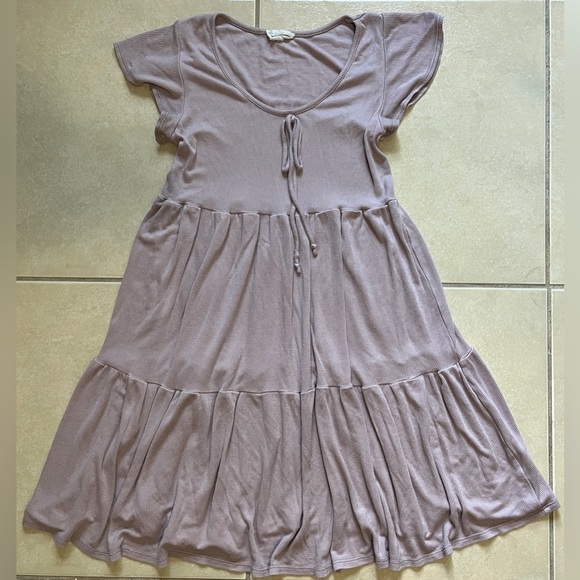 See You Monday Dresses & Skirts - See You Monday Los Ángeles Women’s S Light Pink Short Sleeve SunDress Tiered